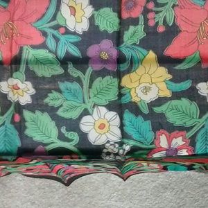 Square Multicolor Flower Scarf